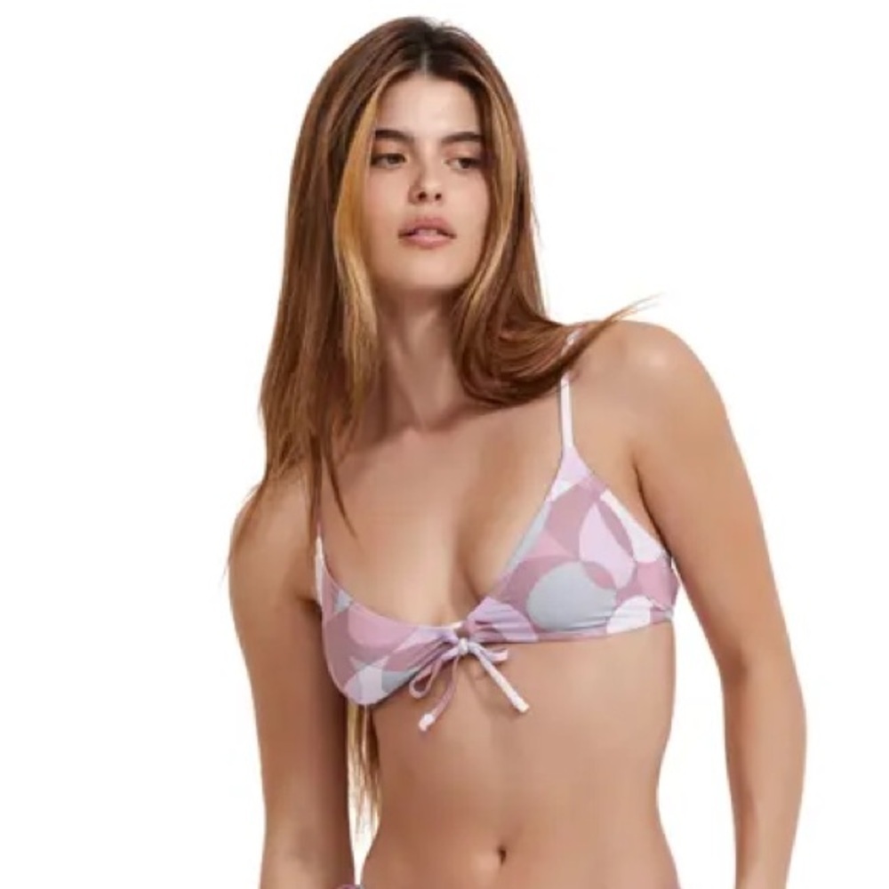 FLIRTT GOTTEX Retro Vibes Triangle Tie Front Bikini Top In Multi size M